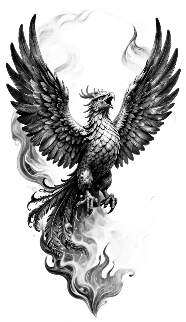 Phoenix rising from flames